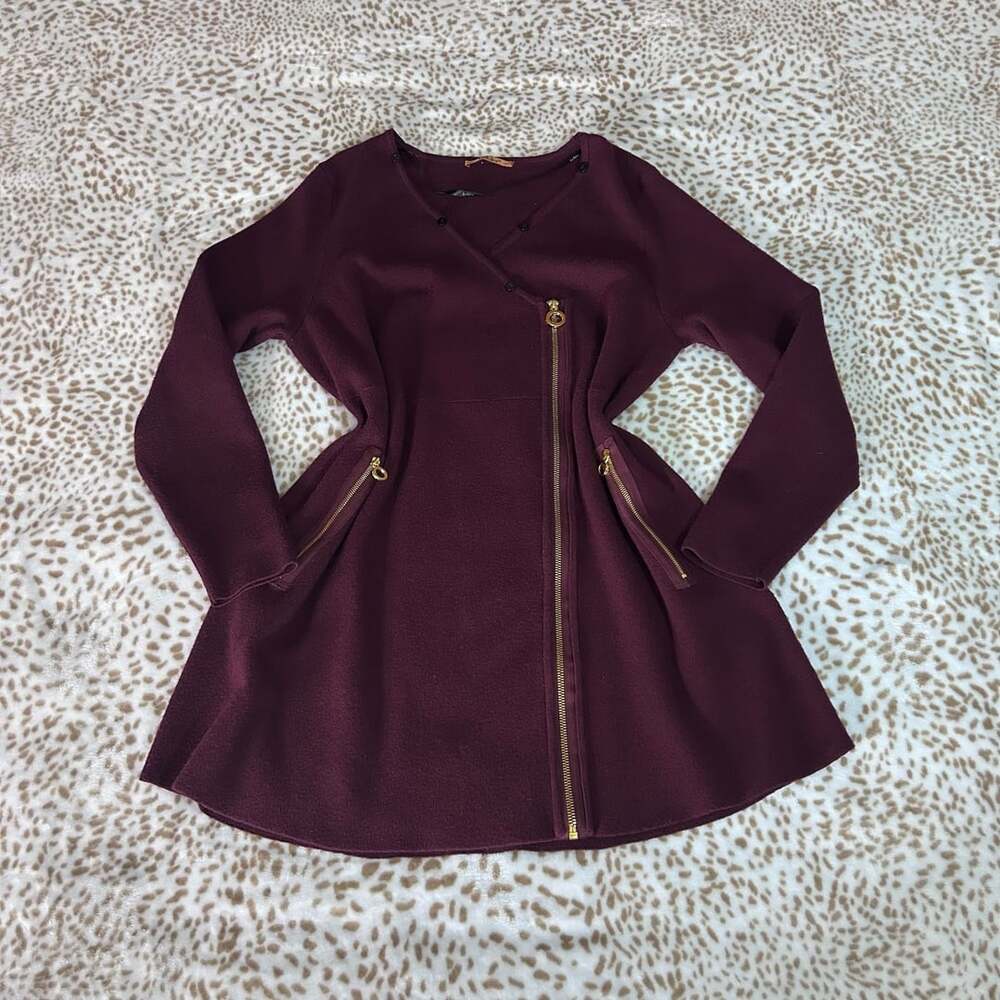 Belldini Asymmetric Zip Jacket Burgundy